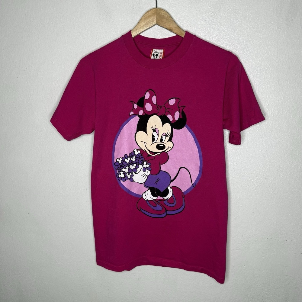 Vintage Disney Designs Pink Minnie Mouse Graphic T-Shirt Tee Shirt Women's Small